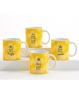 Bee Jumbo Mugs Set of 4 With Sentiment Coffee Tea 18 oz Ceramic Yellow B... - £39.43 GBP