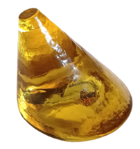 Fire And Light Citrine Art Glass Cone Paperweight Recycled Glass - £121.03 GBP