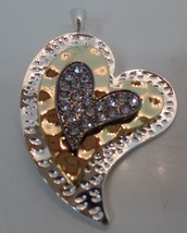 RMN Abstract Heart W Mixed Materials Gold &amp; Silvertone &amp; Bling XL Magnetic Bale - £19.73 GBP