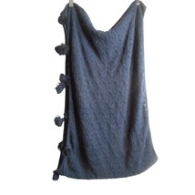 Fatface Navy Blue knit Infinity Scarf  23 x 29.5 inches Pom pom accents ... - $223.43 MXN