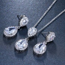 Double Drop Water Zirconia Jewelry Sets With Silver Color Nigerian Jewelry Set f - £18.40 GBP