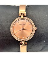 Ellen Tracy Rose Gold Crystals St. Steel 30mm Women’s Watch Working - $549.64 MXN
