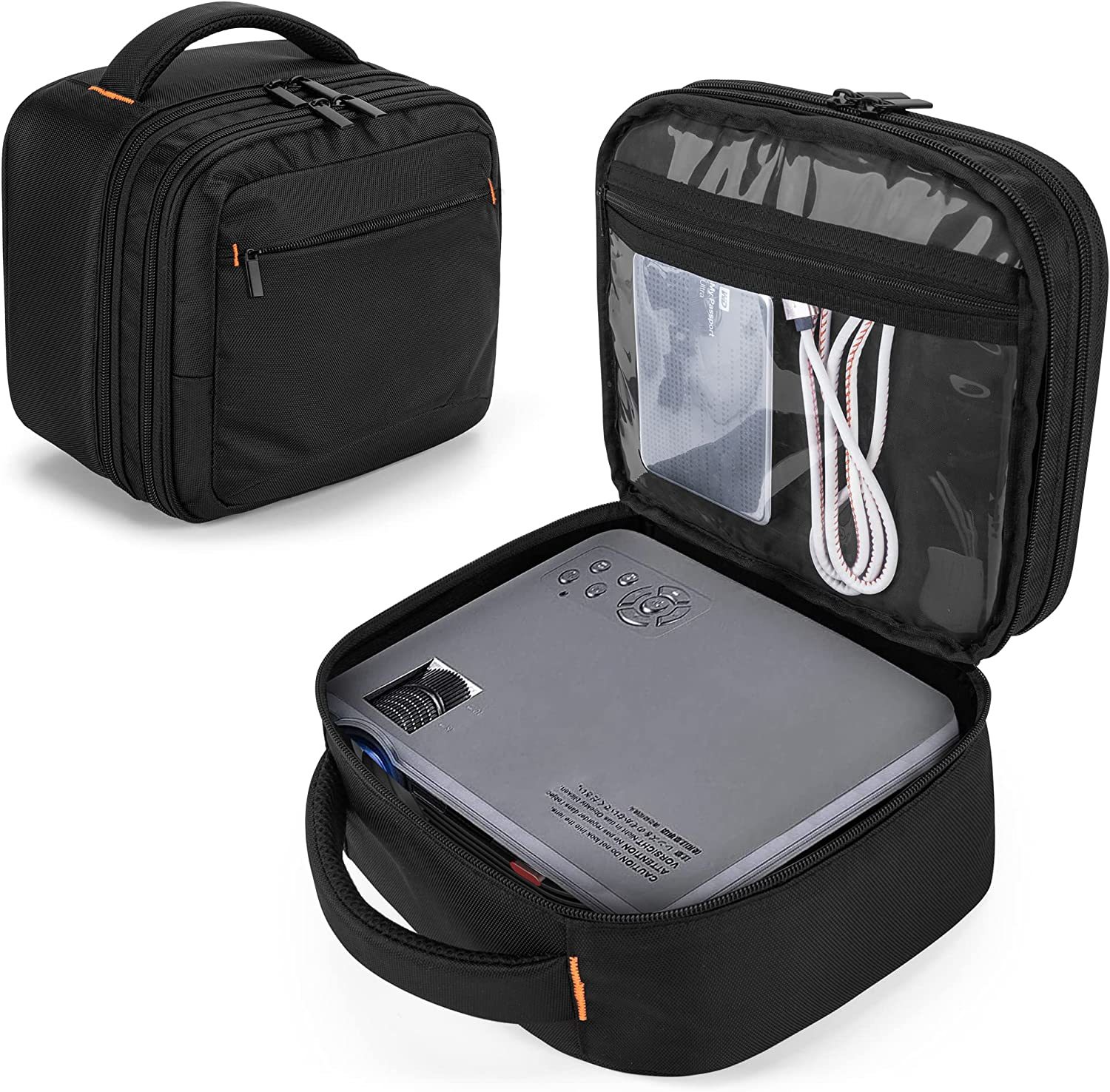 Curmio Double Layers Projector Case, Mini Projector Carrying Bag, Black - $30.99