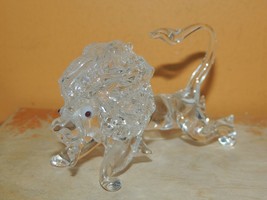Art Glass Lion clear 4&quot; x 2.25&quot; unmarked Italian Murano style delicate m... - £11.47 GBP