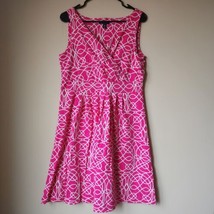 Lands End Tank Dress Womens Size Large Pink Sleeveless Stretch Geometric - $14.01