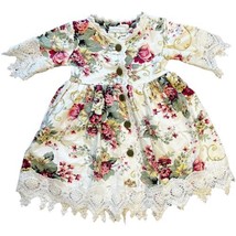 TRISH SCULLY Childs Girls Size 4 Floral Blown Roses Lace Special Occasion Dress - £18.49 GBP