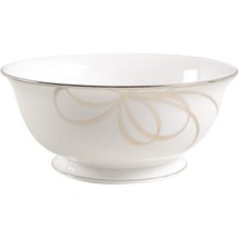 Kate Spade by Lenox Belle Boulevard Platinum Bow Trim Large Serving Bowl NEW - £119.41 GBP