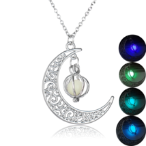 Fashion Moon Natural Glowing Stone Healing Necklace Women Gift  - £8.15 GBP