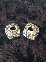 La Rage Vintage Pierced Earrings Modernist Mixed Materials Textured Meta... - $49.45