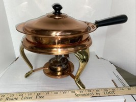 Beautiful Vintage Copper And Brass Chafing Warmer Fondue Pan 4 Piece - $20.79
