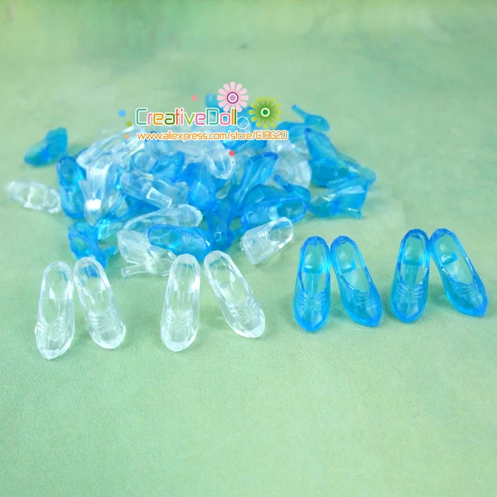 10 Pairs Imitation Fairy Tale Crystal Shoes For CINDERELLA Fashion Princess Doll - £6.60 GBP