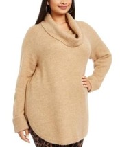 MSRP $57 Style &amp; Co Plus Size Waffle-Knit-Trim Cowlneck Sweater Brown Si... - $25.74