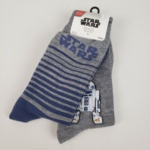 Disney Star Wars Crew Socks R2D2 Stripes  Logo 2 Pack Men&#39;s Sizing 6-12 New - £11.60 GBP