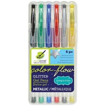 Living In Color Color-Flow Glitter Gel Pen Set 6 Per Pkg Metallics - $844.48 MXN