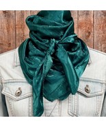Emerald Green Jacquard Western Southwestern Wild Rag Scarf Accent - $527.30 MXN
