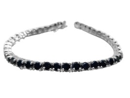 925 Silber Schwarz Turmalin Armband Naturschwarz für Sie - £128.85 GBP+