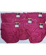BALI Hi-Cut Underwear Panties 5-Pair Smoothing DFPC62 Maroon RED L/7 Lar... - $29.66