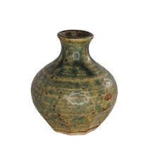 Vintage Takahashi San Francisco Miniature Vase Green Art Pottery Japan 2.75&quot; - £11.98 GBP