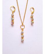 Gold chameleon crystal jewelry set crystal gold set necklace and earring... - $52.00