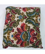 Vintage 10x11 Inch Crewel Hand Embroidered Throw Pillow w/ Case Floral G... - $533.39 MXN