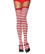 Leg Avenue Women&#39;s Nylon Striped Stockings, White/red, One Size - $79.15 CAD
