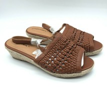 Comfortview Alexis Sandals Slingback Faux Leather Woven Open Toe Brown Size 9M - £23.22 GBP