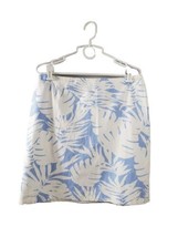 Talbots Skirt Womens Size 12 Palm Leaves Hawaiian Mini Blue White Seersu... - $22.44