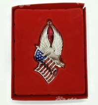 Christmas Ornament Gorham Eagle Of Liberty Silver Color Metal Flag - $16.48