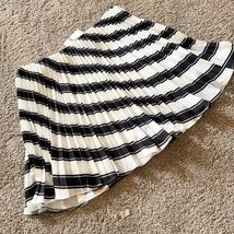 Anthropologie Maeve Pleated Skirt Black White Stripes Zipper Size 14 NEW - $64.35