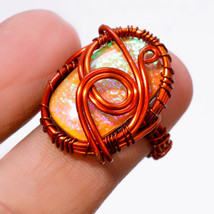 Australian Triplet Opal Ethnic Wire Wrapped Handcrafted Copper Ring 7.75&quot; SA 664 - £3.98 GBP