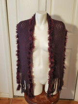 Dark Brown Knit with Turkey Feathers Ladies Scarf - £11.65 GBP