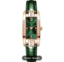 Emerald Green Ladies Women Wrist Watch Quartz Fashion Leather Strap Crystal Gift - £6.74 GBP