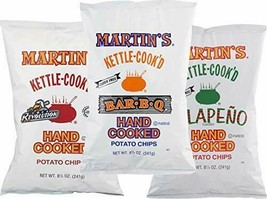 Martin&#39;s Kettle-Cook&#39;d Original, BBQ &amp; Jalapeno Potato Chips Variety 3-P... - £22.41 GBP