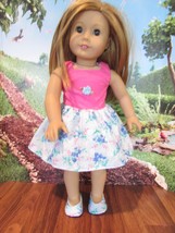 homemade 18" american girl/madame alexander blue flower sundress doll clothes - $14.58