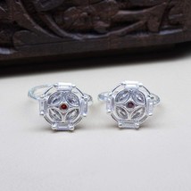 Véritable 925 Argent Mignon Indien Ethnique Style Femme Rouge Blanc Cz Bout Ring - £18.98 GBP