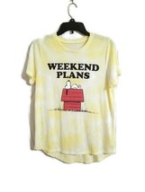 Peanuts Snoopy Size Medium Yellow Tie Dye T-Shirt Weekend Plans Nap Doghouse - £9.42 GBP