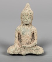 Antique Khmer Style Bronze Seated Enlightenment Angkor Buddha Statue -8cm/3&quot; - $183.72