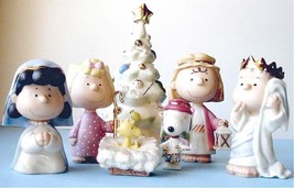 Lenox Peanuts Christmas Pageant 7 PC. Nativity Figurine Set Charlie Brown New - £144.41 GBP