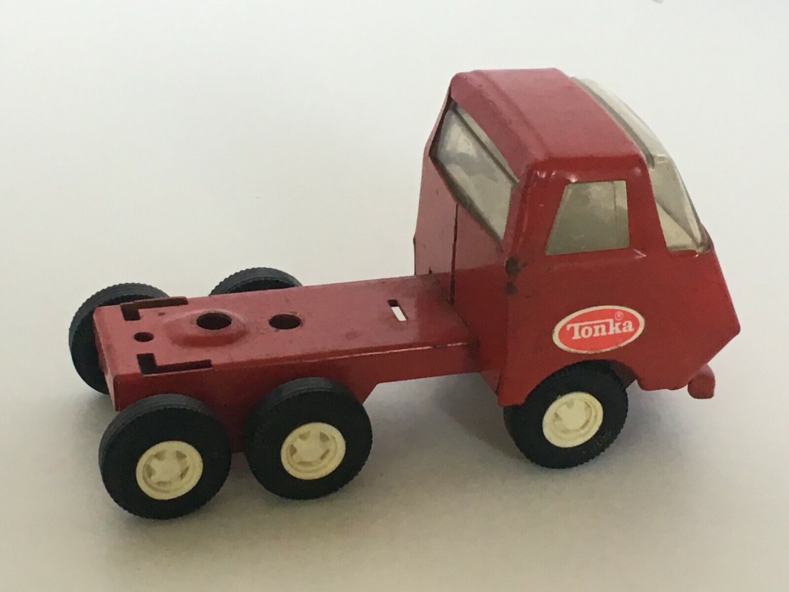 Primary image for Vintage Tonka Trucks Red Lot of 2 Mini Tilt Dump Truck 5501 and Low Boy 1970s 5"