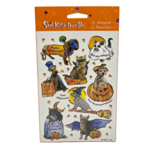 VINTAGE HALLOWEEN STICKETY DOO DA DOG + CAT STICKERS NEW SEALED 2 SHEETS - $14.25