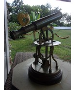 Vintage Brass Nautical  12&quot;Telescope, table top decor 8&quot; teak base, 13.5... - $95.86 CAD