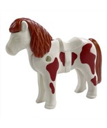 PLAYMOBIL Shetland Pony White Dark Brown Spots w White Saddle Modern 30 ... - £6.96 GBP