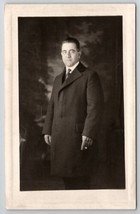 RPPC Handsome Gentleman Portrait Stormy Dark Clouds Studio Backdrop Post... - £11.97 GBP