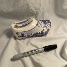 Delft Blue and White Dutch Windmill Shoe/Clog Hand Painted Ceramic Bank Holland - £38.77 GBP