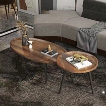 Industrial Nesting Coffee Table Set of 2 End Side Tables for Living Room... - £133.67 GBP