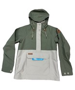 Columbia Green Beige Lightweight Windbreaker Pullover Rain Jacket Hood S... - $547.14 MXN