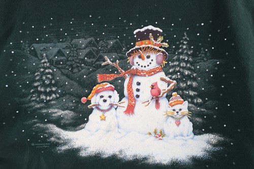Vintage 90s Streetwear Womens Petite Medium Christmas Dog Cat Snowman Sweatshirt Item image 4