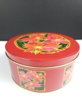 New 2 Poinsetta Canisters or Trincket,  Can, Cookie Tin 6” Small Christmas - £6.49 GBP