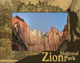 Zion National Park with Hiker Laser Engraved Wood Picture Frame (5 x 7) - £24.90 GBP