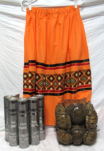 Native American Seminole Womens Orange Ribbon Skirt XL Aztec Design - £39.89 GBP